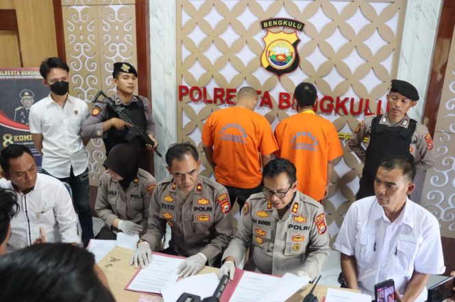 
					Caption foto: Polresta Bengkulu saat press release, Rabu, 17 Mei 2023. (Foto:Ist)
