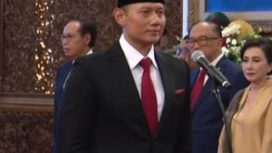 Ketua Umum Partai Demokrat Agus Harimurti Yudhoyono  saat dilantik jadi Menteri ATR/BPN, Rabu, 21 Februari 2024. (Foto: Ist)